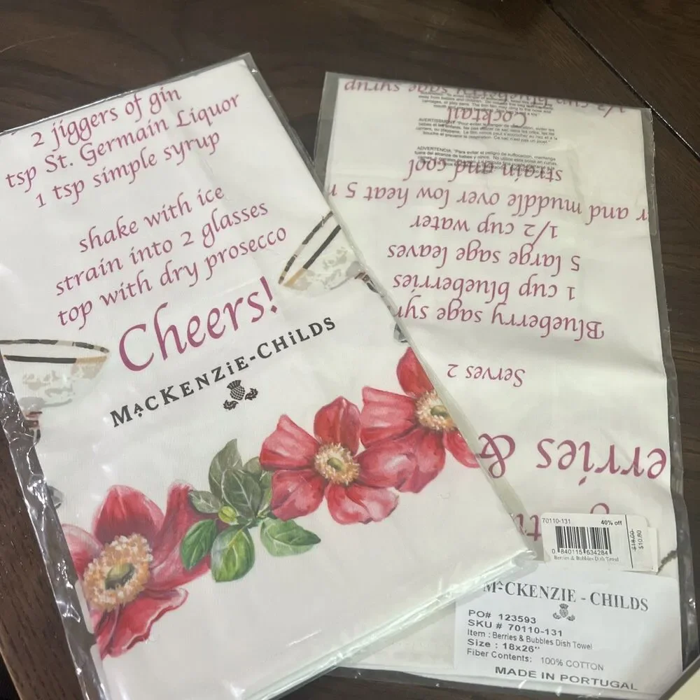 MACKENZIE-CHILDS Berries & Bubbles Dish TOWEL 18